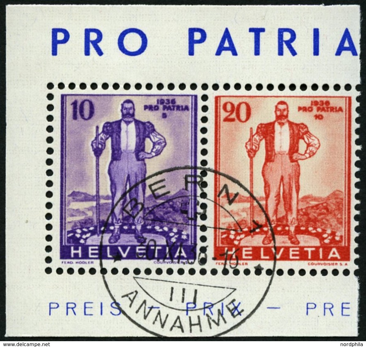 SCHWEIZ BUNDESPOST A295/6 O, 1936, Pro Patria, Prachtpaar, Mi. 133.- - 1843-1852 Federal & Cantonal Stamps