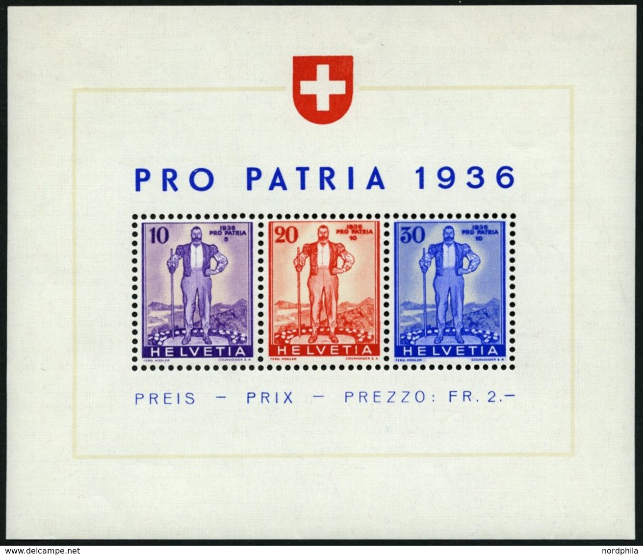 SCHWEIZ BUNDESPOST Bl. 2 **, 1936, Block Pro Patria, Pracht, Mi. 75,- - 1843-1852 Timbres Cantonaux Et  Fédéraux