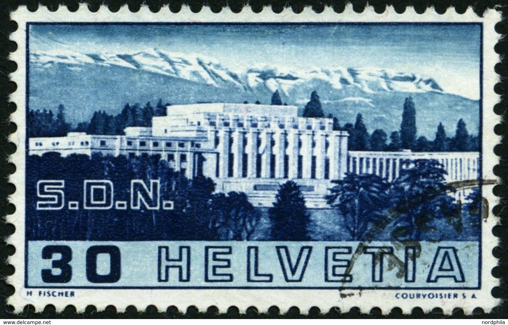 SCHWEIZ BUNDESPOST 322I O, 1938, 30 C. ILO Mit Abart 4. Säule Gebrochen, Pracht, Mi. 300.- - 1843-1852 Federal & Cantonal Stamps