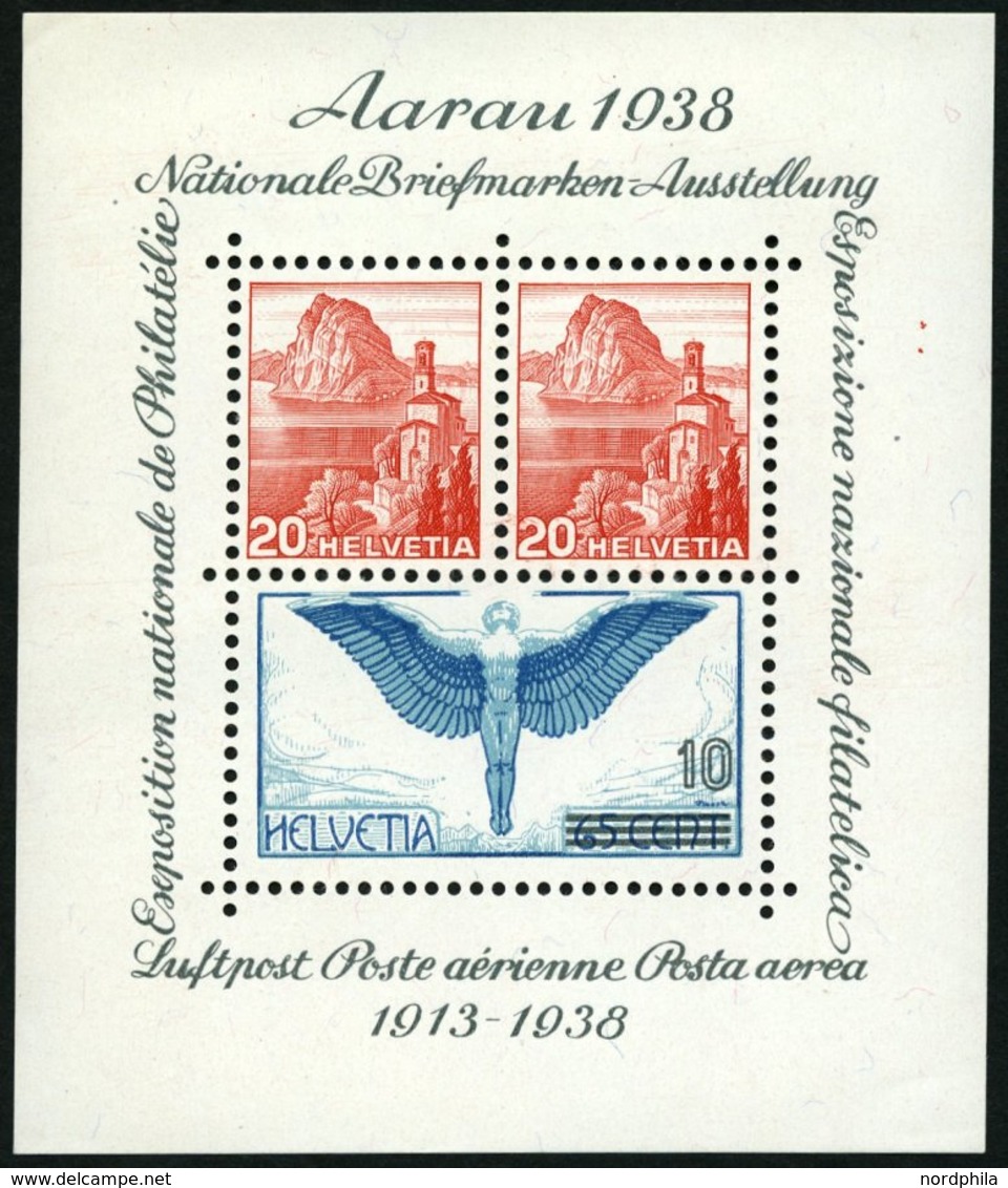 SCHWEIZ BUNDESPOST Bl. 4 **, 1934, Block Aarau, Kaum Sichtbarer Eckbug, Pracht, Mi. 75.- - 1843-1852 Federale & Kantonnale Postzegels