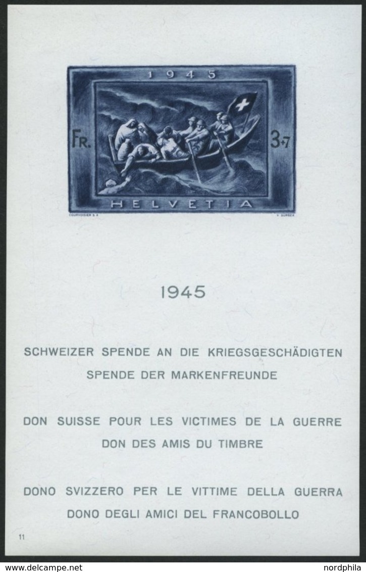 SCHWEIZ BUNDESPOST Bl. 11 **, 1945, Block Kriegsgeschädigte, Pracht, Mi. 220.- - 1843-1852 Federal & Cantonal Stamps