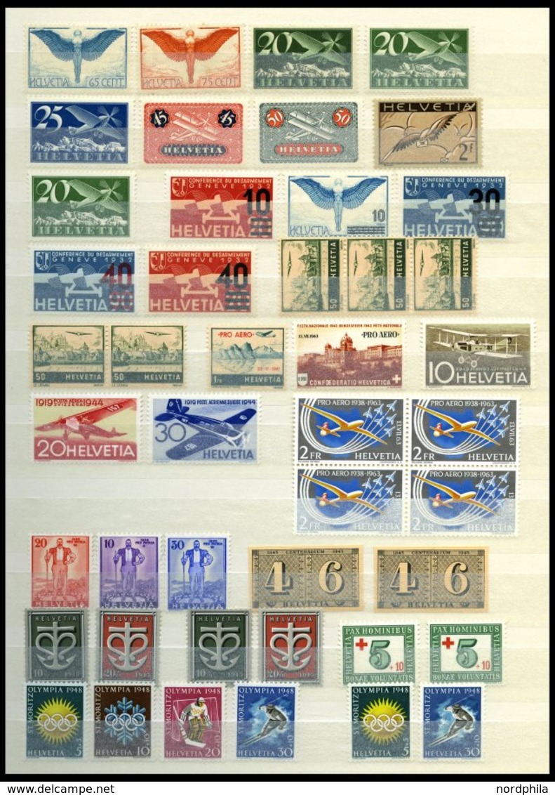 SAMMLUNGEN **, 1907-63, Postfrische Partie Meist Verschiedener Kompletter Ausgaben Schweiz, Schwerpunkt Pro Patria Und P - Lotes/Colecciones