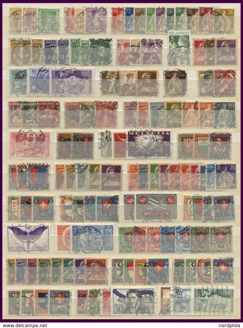 SAMMLUNGEN O, Gestempelter Sammlungsteil Schweiz Von 1907-45 Mit Mittleren Ausgaben Sauber Auf Einsteckkarten, Feinst/Pr - Verzamelingen