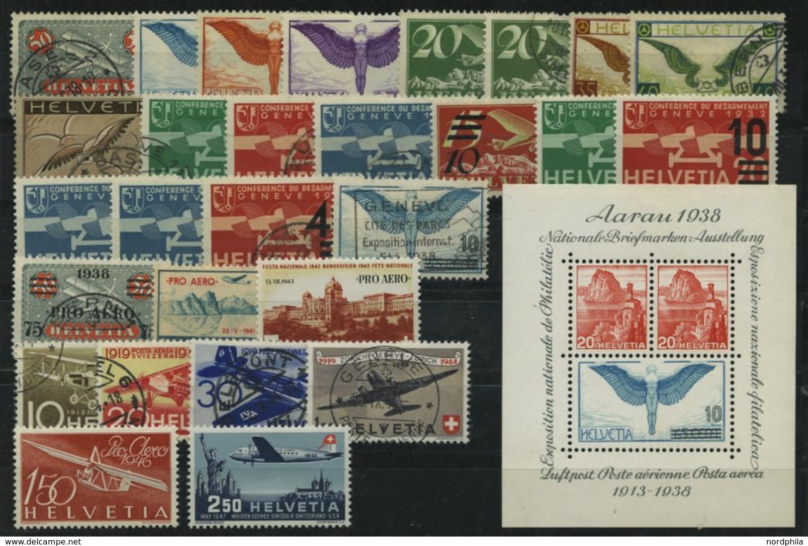 LOTS O, *, 1923-46, Kleine Partie Verschiedener Flugpostmarken Mit Einigen Besseren Ausgaben, Fast Nur Prachterhaltung - Collections