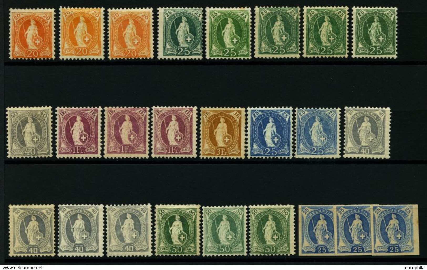 LOTS *,(*) , 1882-1904, Stehende Helvetia Mit Kontrollzeichen, Ungebrauchte Partie Von 22 Werten Und 3 Probedrucken, Etw - Verzamelingen