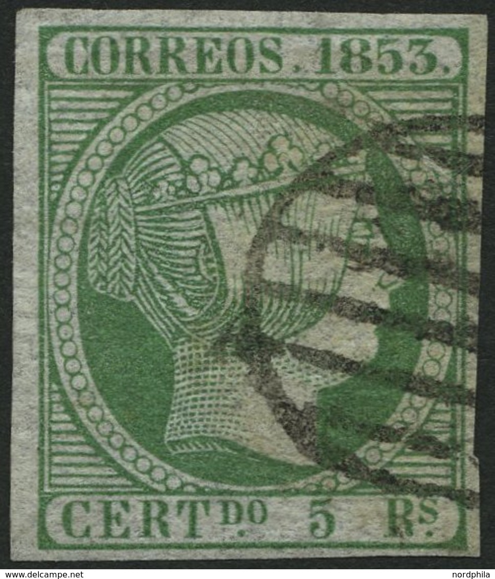 SPANIEN 20 O, 1853, 5 R. Hellgrün, Pracht, Mi. 120.- - Autres & Non Classés