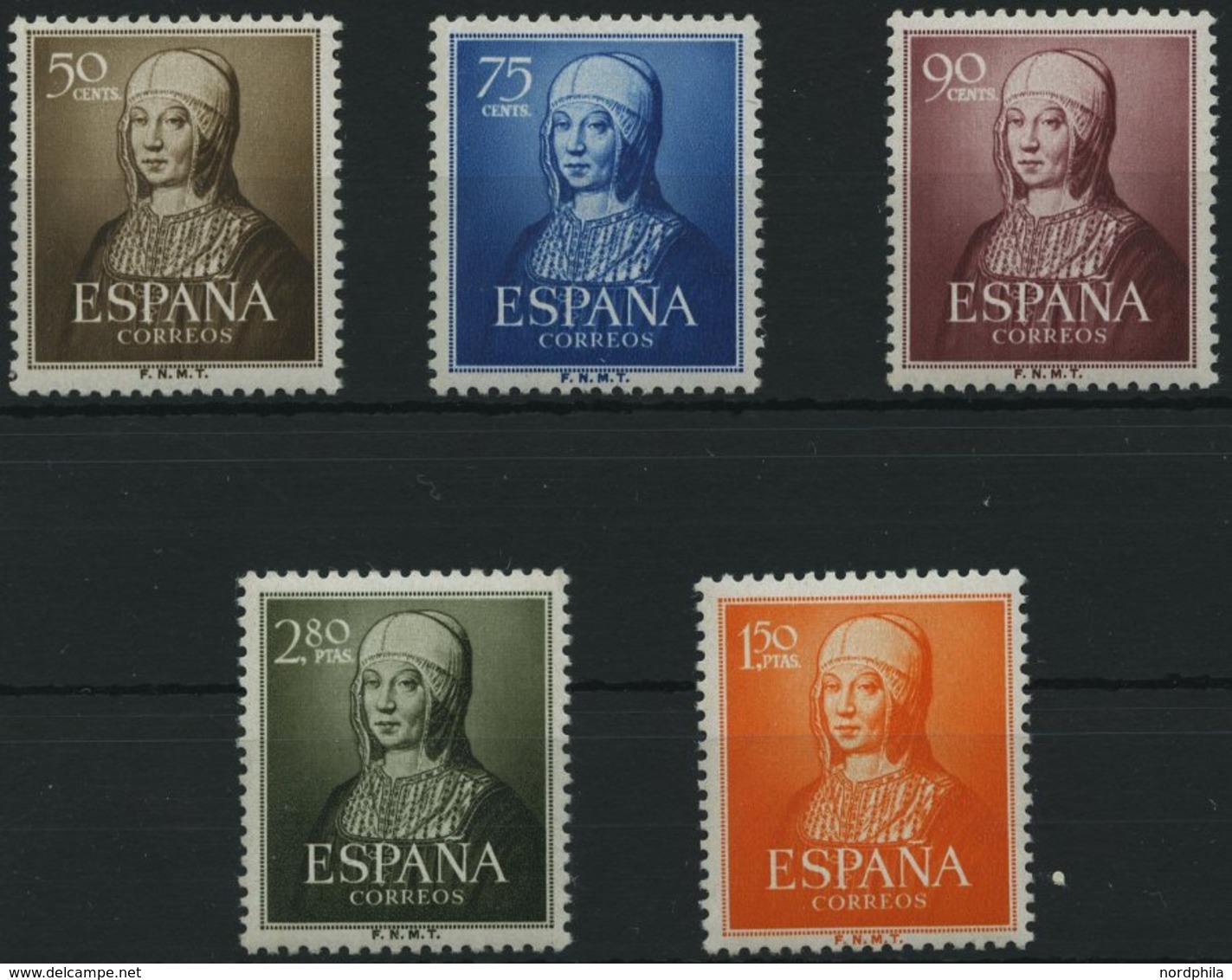 SPANIEN 989-99 **, 1951, 500. Geburtstag Königin Isabella I., Prachtsatz, Mi. 60.- - Altri & Non Classificati