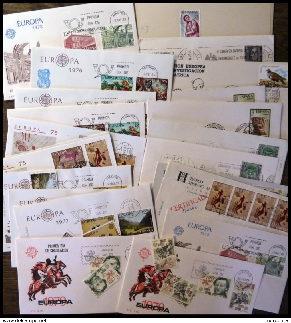 SPANIEN Brief,o , 1973-79, Kleines Lot Von 20 Belegen, Fast Nur FDC`s, Dazu Einige Einzelmarken, Pracht - Andere & Zonder Classificatie