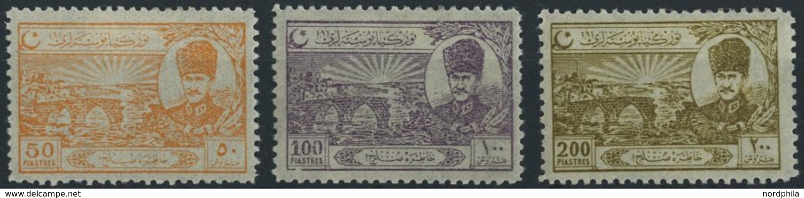 TÜRKEI 804-06 *, 1924, 50 - 200 Pia. Frieden Von Lausanne, Falzrest, 3 Prachtwerte - Altri & Non Classificati