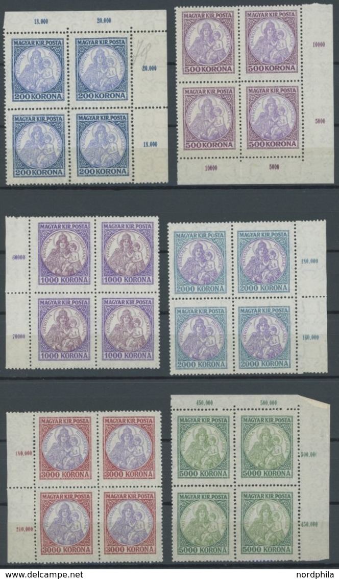 UNGARN 369-79 VB **, 1923, Sandor Petöfi Und Patrona Hungariae In Postfrischen Viererblocks, 2 Prachtsätze, Mi. 92.- - Other & Unclassified