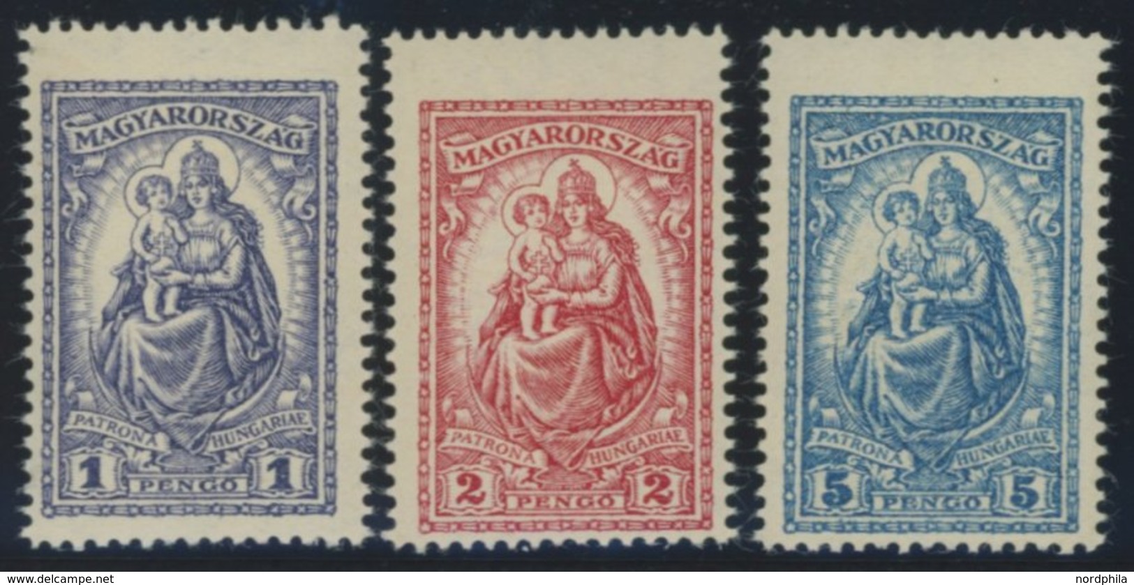 UNGARN 427-29 *, 1926, Patrona Hungariae, Falzrest, Prachtsatz - Altri & Non Classificati