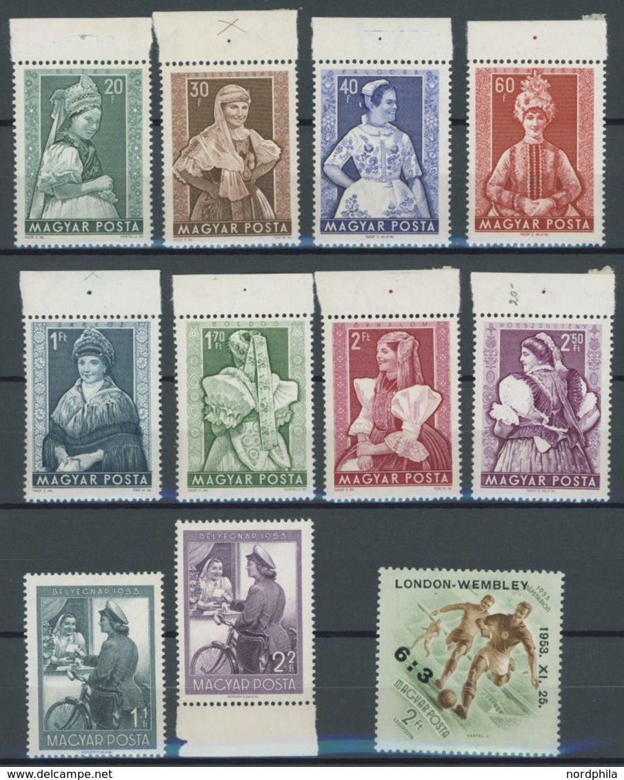 UNGARN 1330-40 **, 1953, Volkstrachten, Tag Der Briefmarke, Fußball-Nationalmannschaft, Postfrisch, Pracht, Mi. 73.- - Andere & Zonder Classificatie