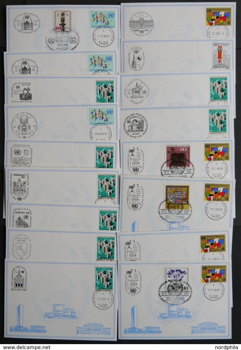 UNO - WIEN 1-13 BRIEF, 1980/1, 13 Verschiedene Weiße Karten, Pracht - Otros & Sin Clasificación