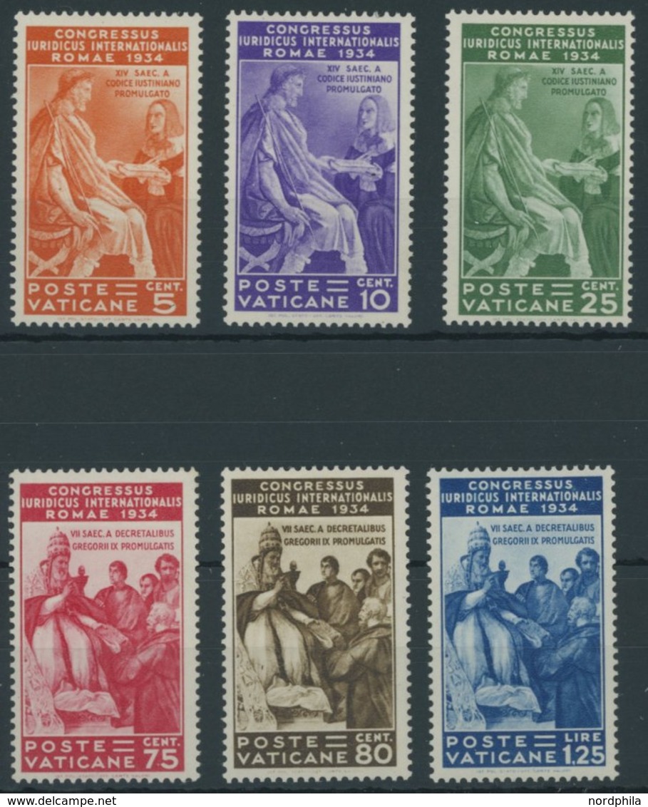 VATIKAN 45-50 *, 1935, Juristenkongress, Falzrest, Prachtsatz, Mi. 140.- - Altri & Non Classificati