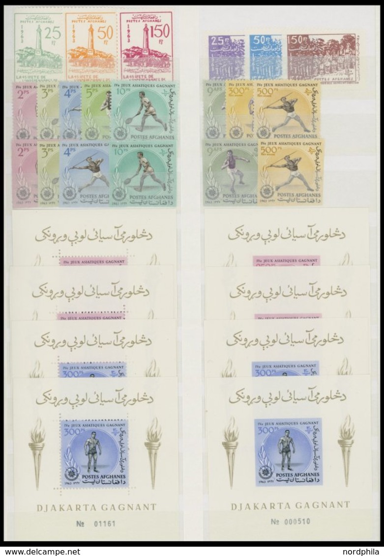 AFGHANISTAN **, fast nur postfrische Sammlung Afghanistan bis 1969, incl. Dienstmarken, Paketmarken, Zwangszuschlagsmark