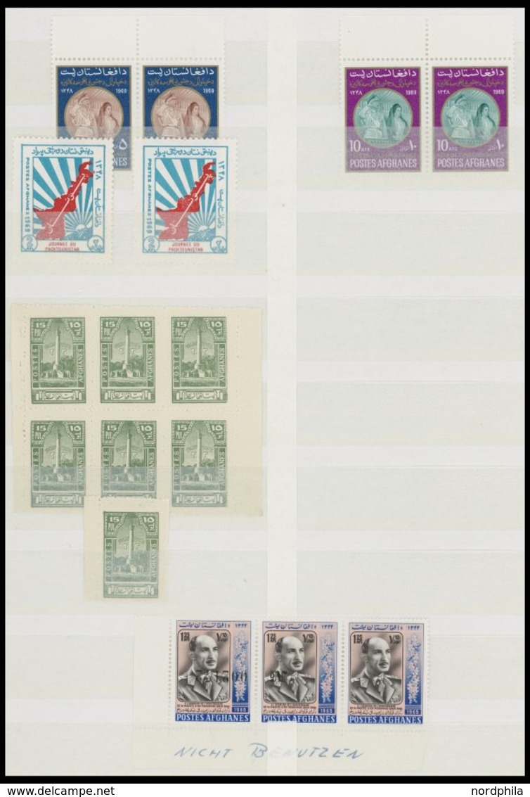 AFGHANISTAN **, fast nur postfrische Sammlung Afghanistan bis 1969, incl. Dienstmarken, Paketmarken, Zwangszuschlagsmark