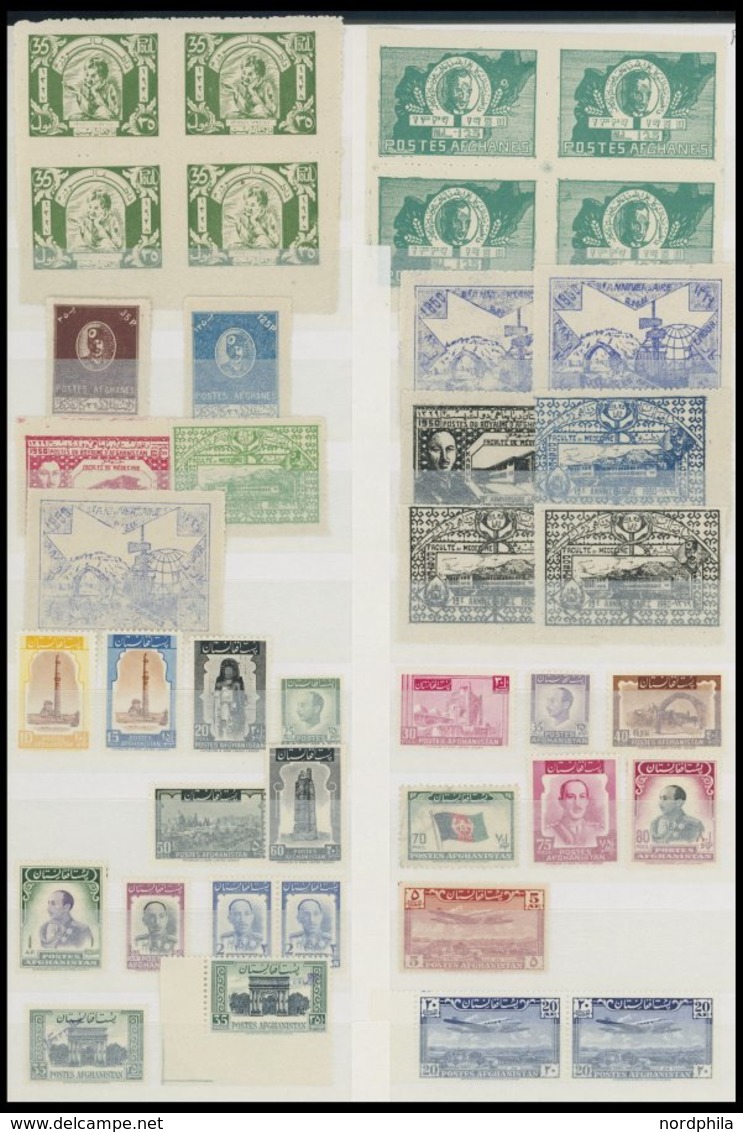 AFGHANISTAN **, fast nur postfrische Sammlung Afghanistan bis 1969, incl. Dienstmarken, Paketmarken, Zwangszuschlagsmark