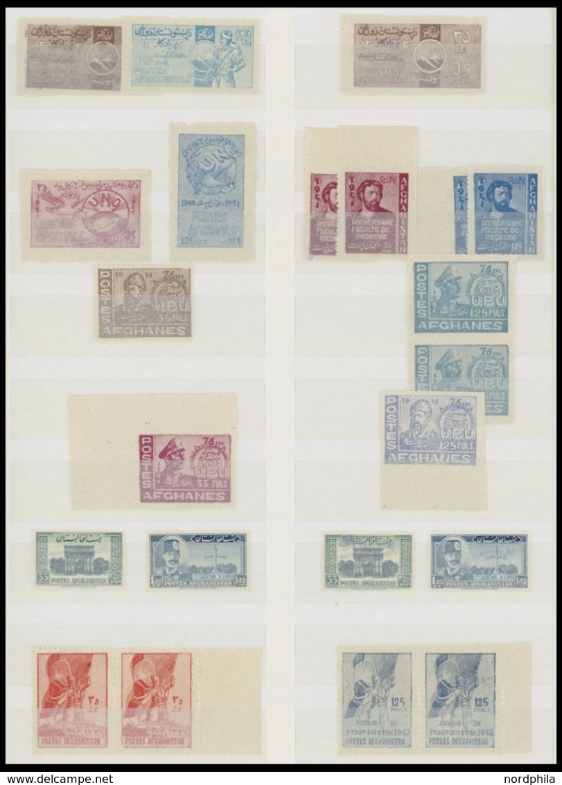 AFGHANISTAN **, fast nur postfrische Sammlung Afghanistan bis 1969, incl. Dienstmarken, Paketmarken, Zwangszuschlagsmark