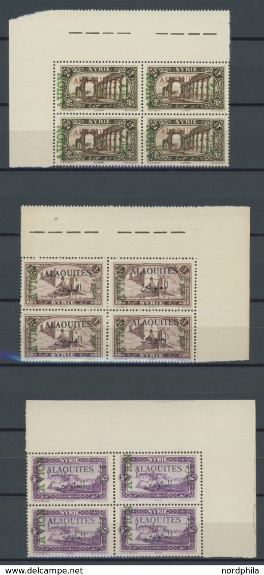 ALAWITEN-GEBIET 39-42 VB **, 1925, Freimarken Mit Grünem Aufdruck In Eckrandviererblocks, Postfrischer Prachtsatz - Autres & Non Classés