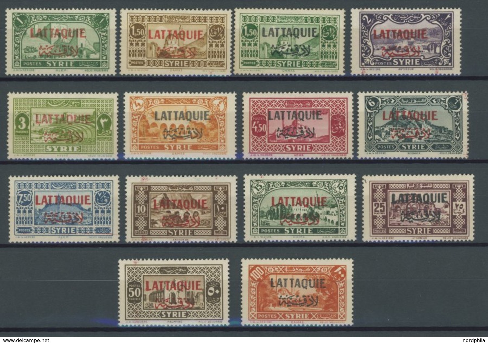 ALAWITEN-GEBIET 72-85 *, 1931, 1 Pia. - 100 Pia. LATAQUIE, Falzreste, 14 Prachtwerte, Mi. 158.- - Autres & Non Classés