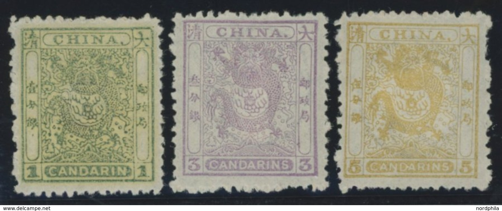 CHINA 4-6A *, 1885, Kleiner Drache, Gezähnt 121/2, Falzreste, üblich Gezähnt Pracht, Mi. 540.- - Autres & Non Classés