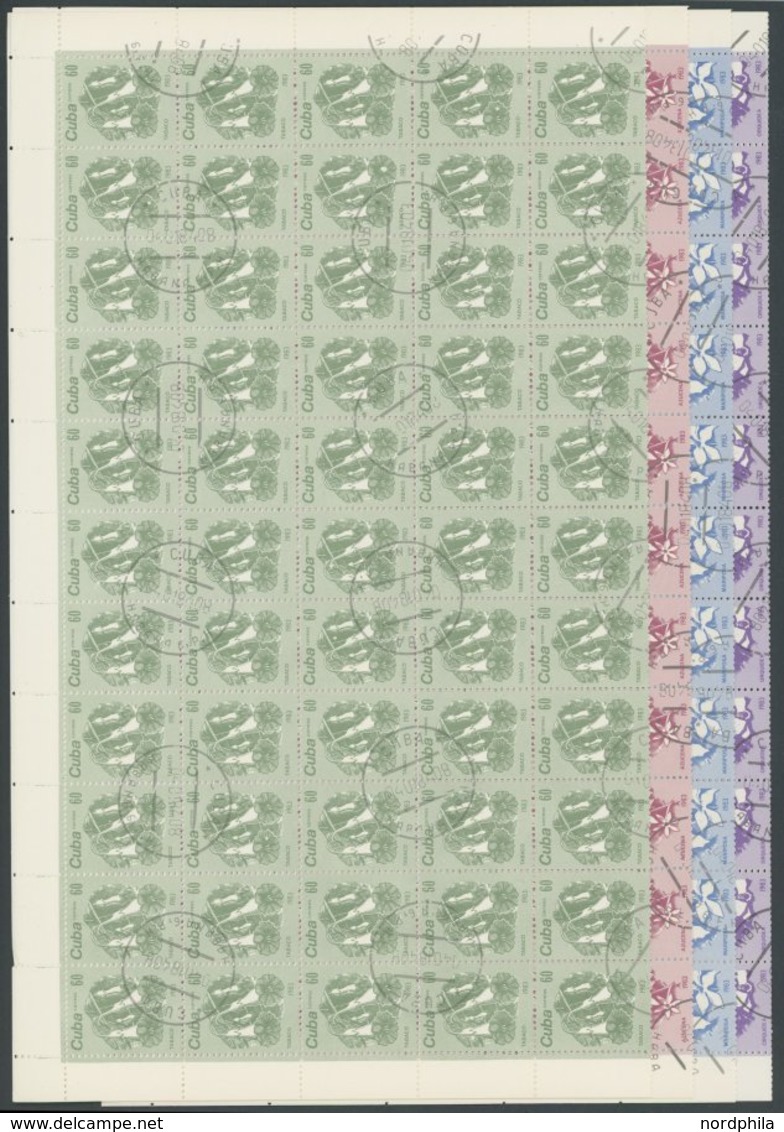 CUBA 2810-13 O, 1983, Blüten Im Bogensatz (100) Mit Zentrischen Stempeln, 1x Gefaltet, Pracht, Mi. 320.- - Andere & Zonder Classificatie