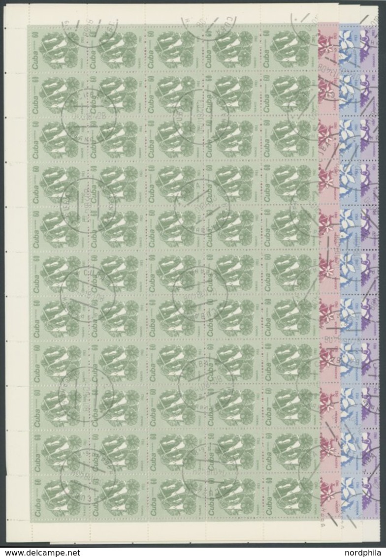 CUBA 2810-13 O, 1983, Blüten Im Bogensatz (100) Mit Zentrischen Stempeln, 1x Gefaltet, Pracht, Mi. 320.- - Other & Unclassified
