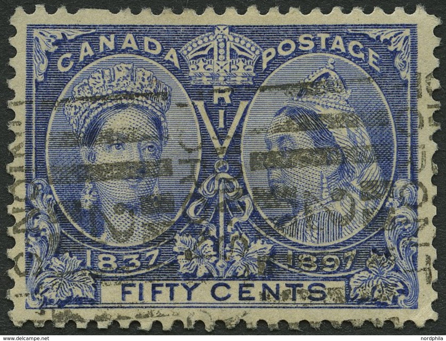 KANADA 48 O, 1897, 50 C. Ultramarin, üblich Gezähnt Pracht, Mi. 160.- - Canadá