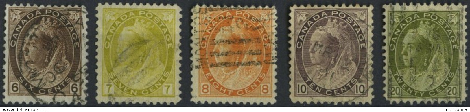 KANADA 68-72A O, 1898, 7 - 20 C. Königin Viktoria, Vierseitig Geähnt, 5 Werte Meist Pracht, Mi. 220.- - Canada