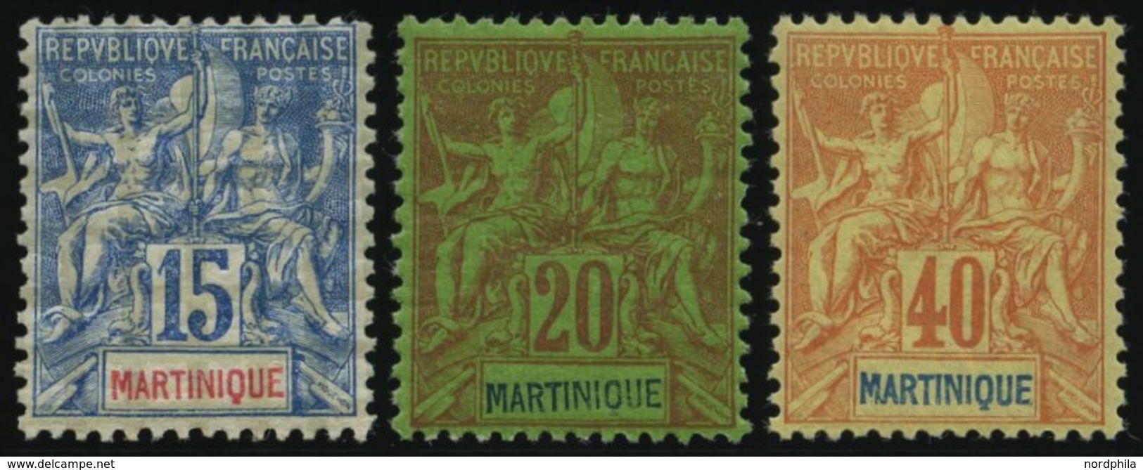 MARTINIQUE 31/2,35 *, 1892, 15, 20 Und 40 C. Kolonialallegorie, Falzrest, 3 Prachtwerte, Mi. 110.- - Andere & Zonder Classificatie