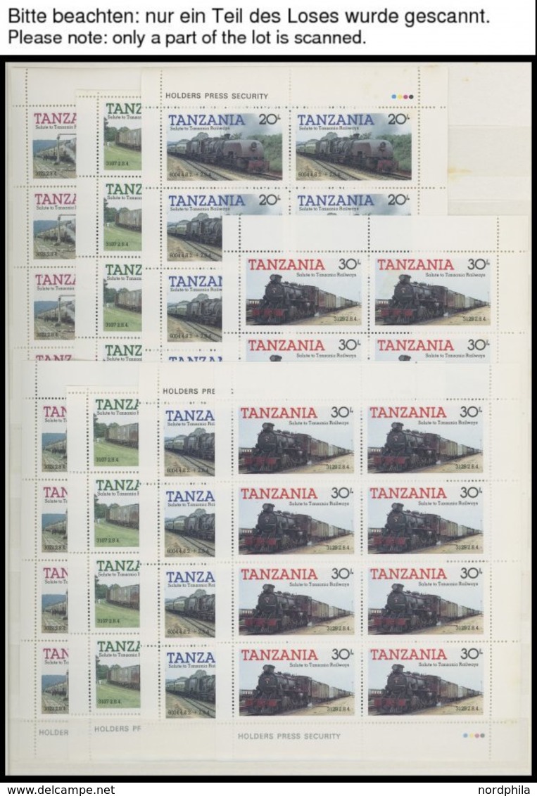 TANSANIA **, 1985-87, Postfrische Dublettenpartie Blocks Und Kleinbogen, Dazu Einige Bogen Und Bogenteile, Prachterhaltu - Tanzanie (1964-...)