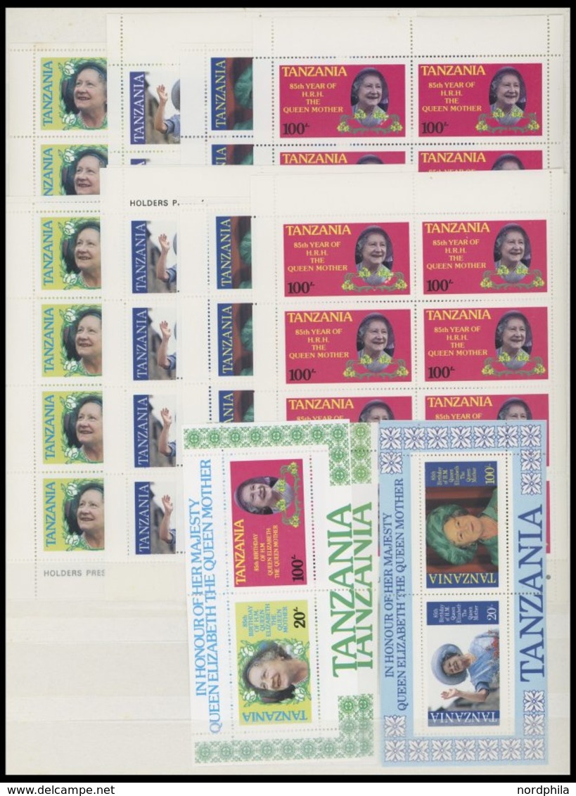 TANSANIA **, 1985-87, Postfrische Dublettenpartie Blocks Und Kleinbogen, Dazu Einige Bogen Und Bogenteile, Prachterhaltu - Tanzania (1964-...)
