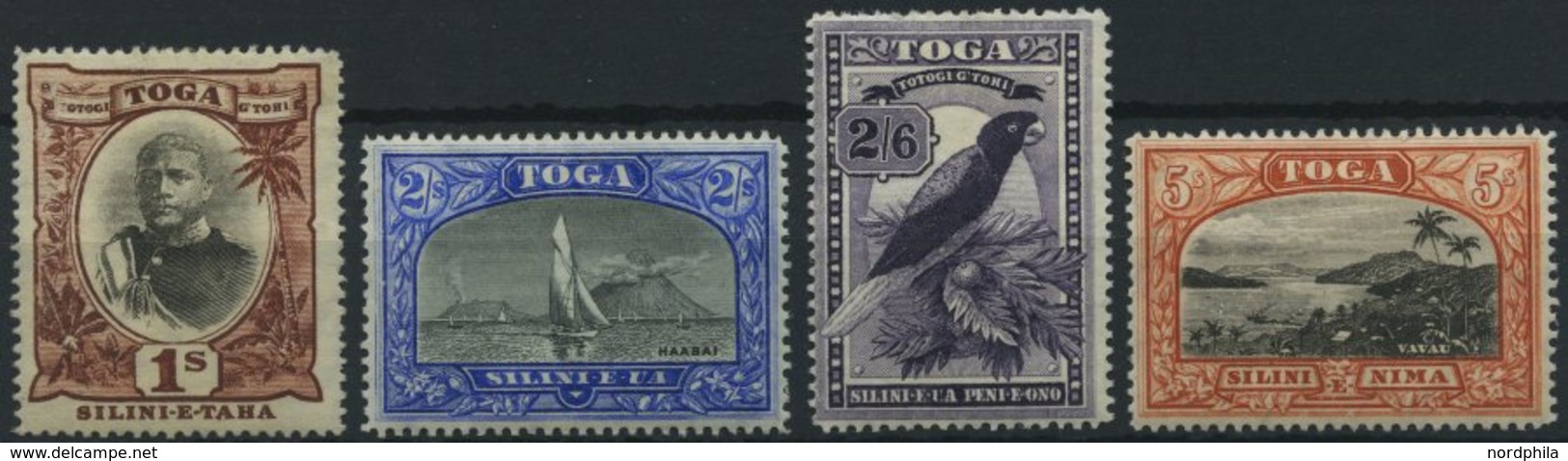 TONGA 49-52 *, 1897, 1 - 5 Sh. Freimarken, Falzreste, 4 Werte üblich Gezähnt Pracht, Mi. 149.- - Tonga (1970-...)