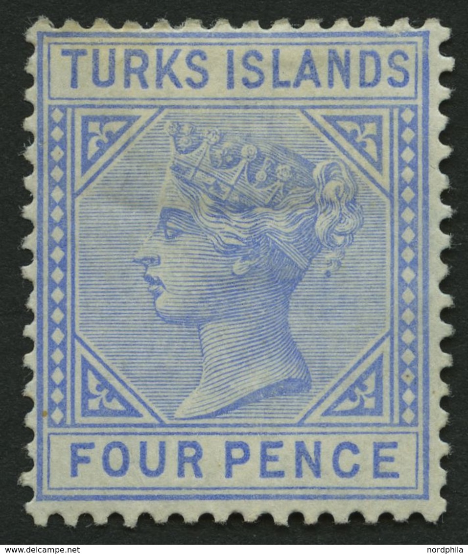 TURKS- UND CAICOS-INSELN 19 *, 1881, 4 P. Hellblau, Falzreste, Pracht, Mi. 120.- - Turks & Caicos (I. Turques Et Caïques)