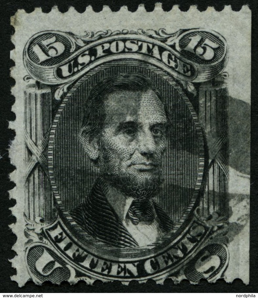 USA 22W O, Scott 98, 1861, 15 C. Lincoln, Waffeleinpressung Type VII, Rechts Ungezähnt (Randstück), üblich Gezähnt Prach - Otros & Sin Clasificación