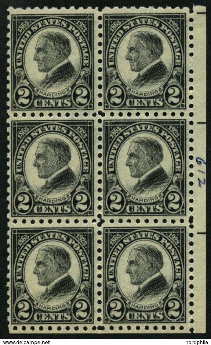 USA 289C **, Scott 612, 1923, 2 C. Harding, Gezähnt L 10, Im Postfrischen Sechserblock, Pracht - Autres & Non Classés