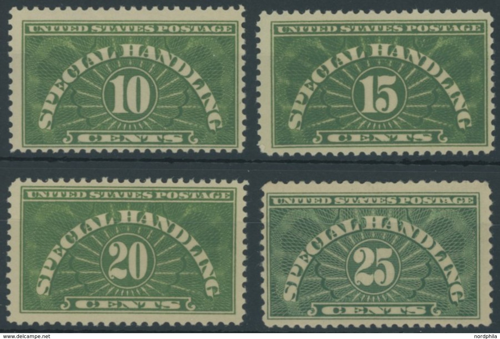 PAKETMARKEN QE 13-16 **, Scott QE 1-4, 1925, Special Handling, Postfrischer Prachtsatz, $ 54 - Colis