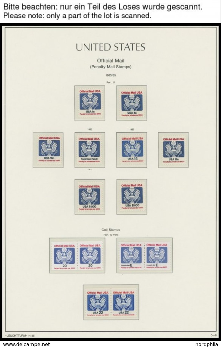 SAMMUNGEN, LOTS **, 1970-92, Postfrische Sammlung USA In 2 Roten Leuchtturm Falzlosalben, Wohl Weitgehend Komplett Mit V - Collections