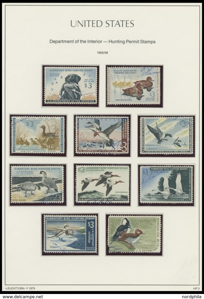 SAMMUNGEN, LOTS *,(*),**,o , HUNTING PERMIT STAMPS: 1934-73, Sammlung Von 36 Verschiedenen Werten Auf Leuchtturm Seiten, - Colecciones & Lotes