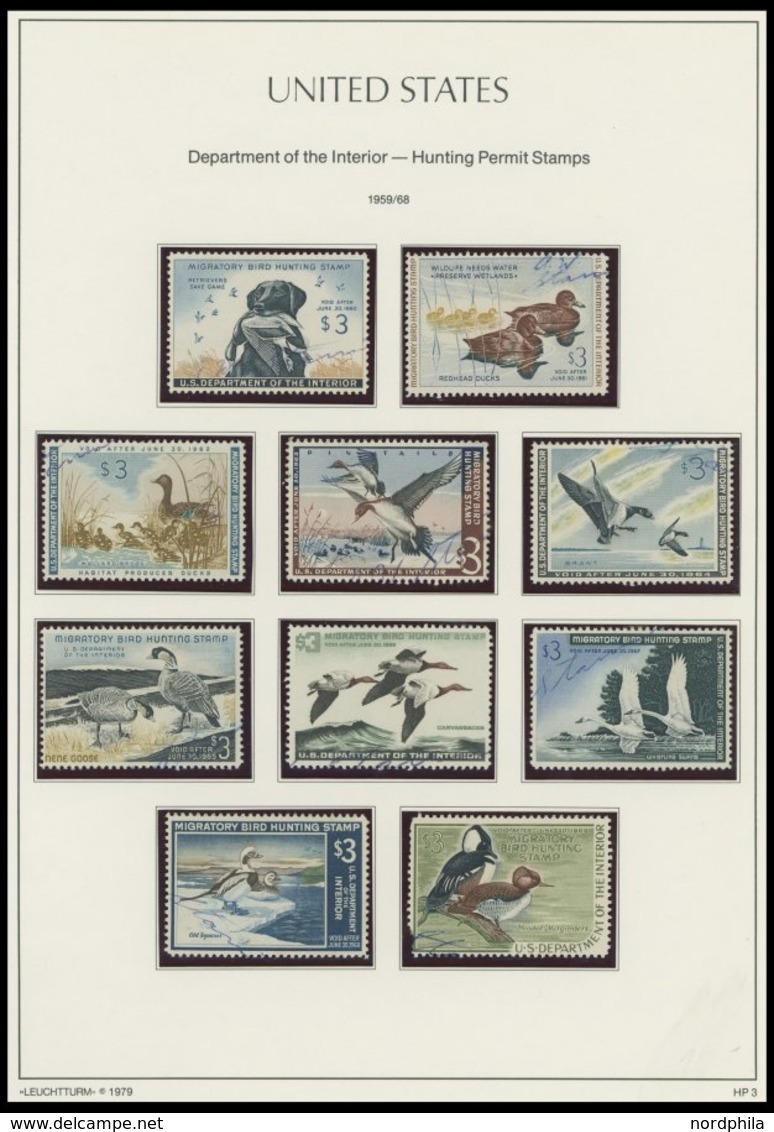 SAMMUNGEN, LOTS *,(*),**,o , HUNTING PERMIT STAMPS: 1934-73, Sammlung Von 36 Verschiedenen Werten Auf Leuchtturm Seiten, - Collections