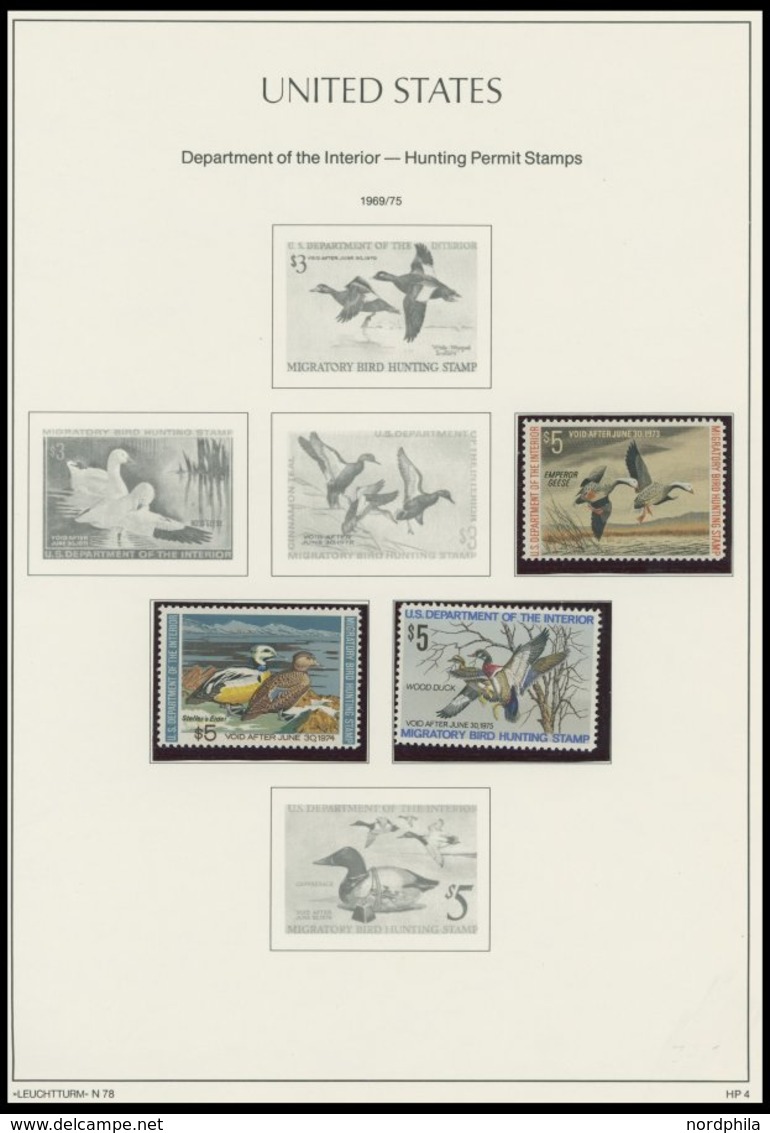 SAMMUNGEN, LOTS *,(*),**,o , HUNTING PERMIT STAMPS: 1934-73, Sammlung Von 36 Verschiedenen Werten Auf Leuchtturm Seiten, - Colecciones & Lotes