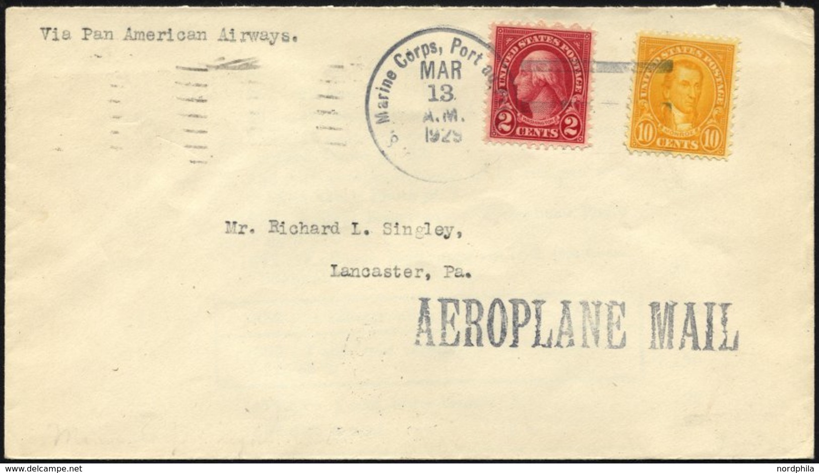 FELDPOST 1929, U.S. MARINE CORPS PORT AU PRINCE Auf Feld-Luftpostbrief Aus Haiti, Feinst - Usati