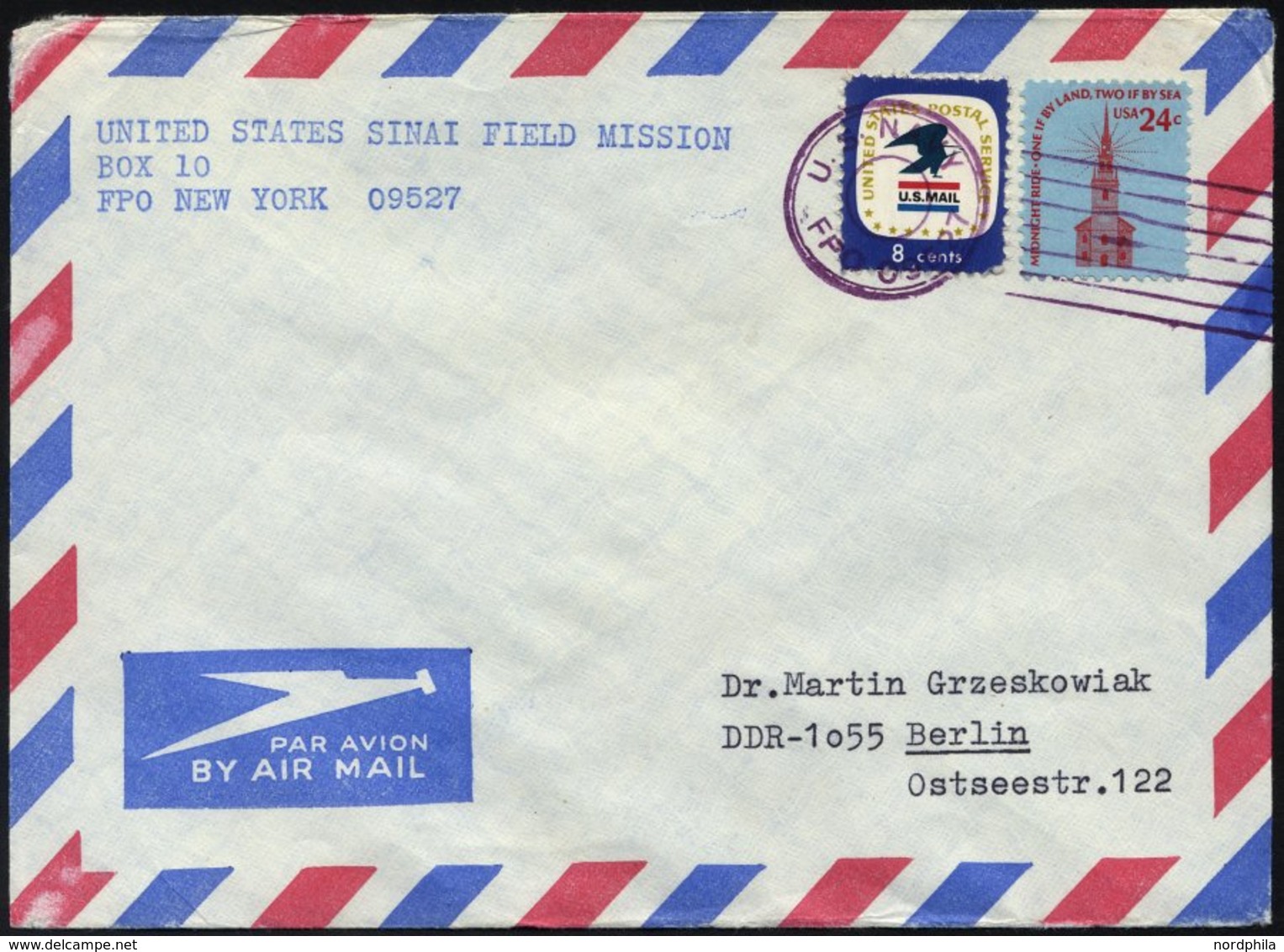 FELDPOST 1977, Feldpostbrief Der US-Navy Mit Stempel Der Sinai-Field-Mission, Pracht - Oblitérés