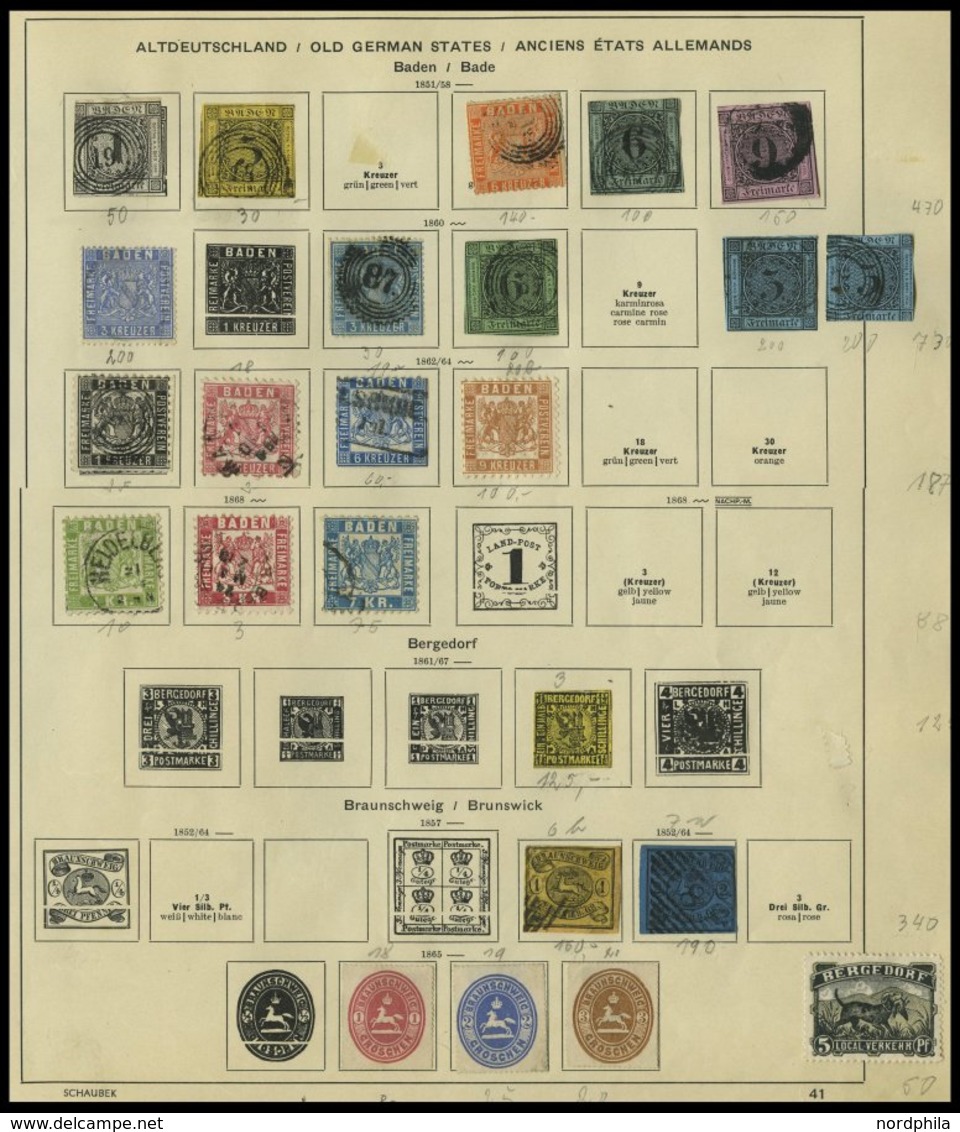 SLG., LOTS DEUTSCHLAND O,*,(*) , Alte Sammlung Deutschland Bis Ca. 1939, Mit Altdeutschland, Dt. Reich, Danzig, Memel, S - Autres & Non Classés