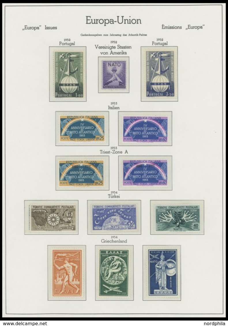 EUROPA UNION **, komplette postfrische Sammlung Gemeinschaftsausgaben von 1956-77 in 2 Leuchtturm Falzlosalben, dazu Nat