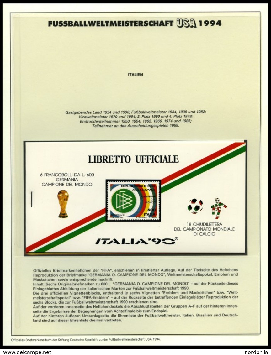 SPORT **,Brief , Fußball-Weltmeisterschaft USA 1994, in 2 offiziellen Alben der Dt. Sporthilfe und einem Leitzordner, mi