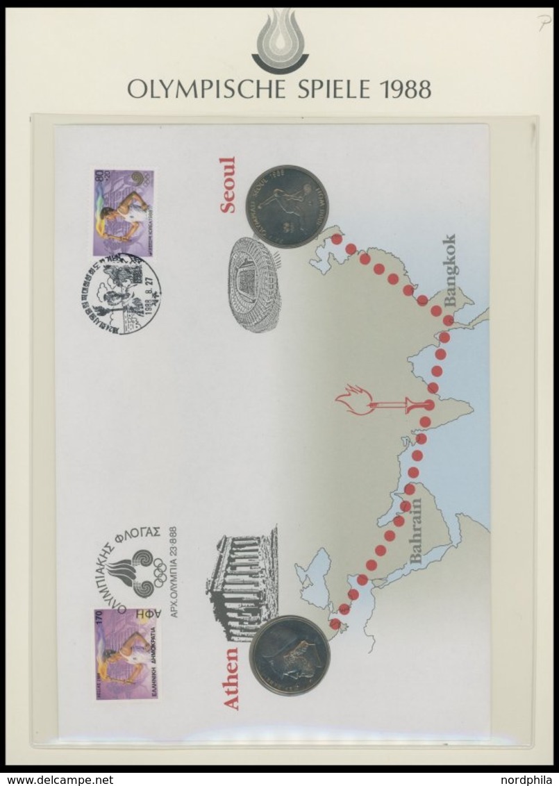 SPORT **,Brief , Olympische Spiele 1988 in 4 Borek Spezialalben mit Goldmünze China Mint, Peking, Schwerttanz, PP, Klein