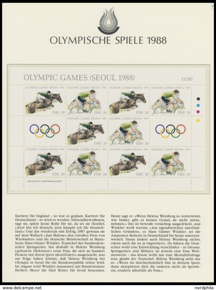 SPORT **,Brief , Olympische Spiele 1988 in 4 Borek Spezialalben mit Goldmünze China Mint, Peking, Schwerttanz, PP, Klein