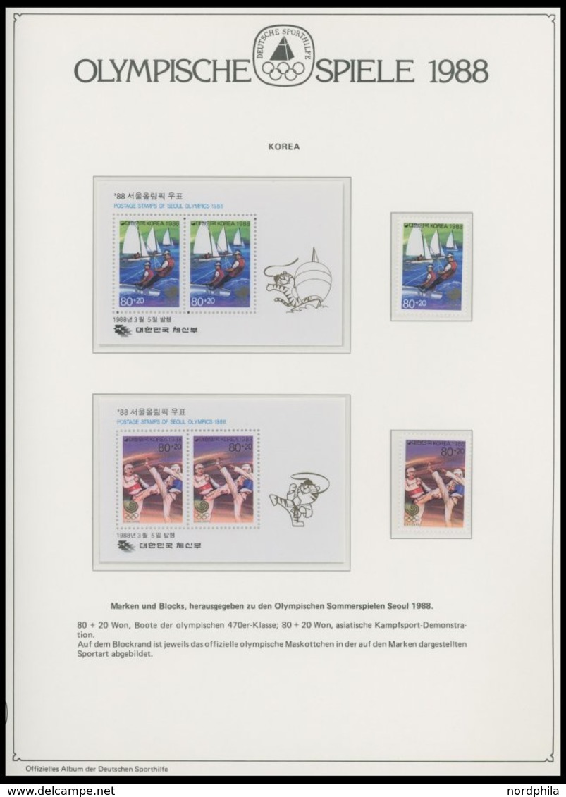 SPORT **,Brief,BrfStk , Olympische Spiele 1988 in 5 dicken Spezialalben der Deutschen Sporthilfe mit Silbermünze 40 Jahr