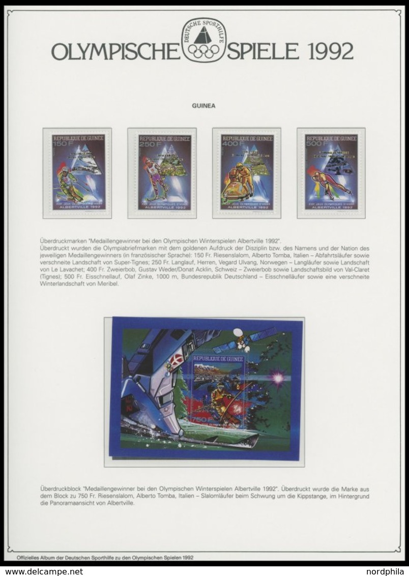 SPORT **,Brief , Olympische Spiele 1992 auf Spezial Falzlosseiten der Deutschen Sporthilfe mit Blocks, Streifen, Markenh